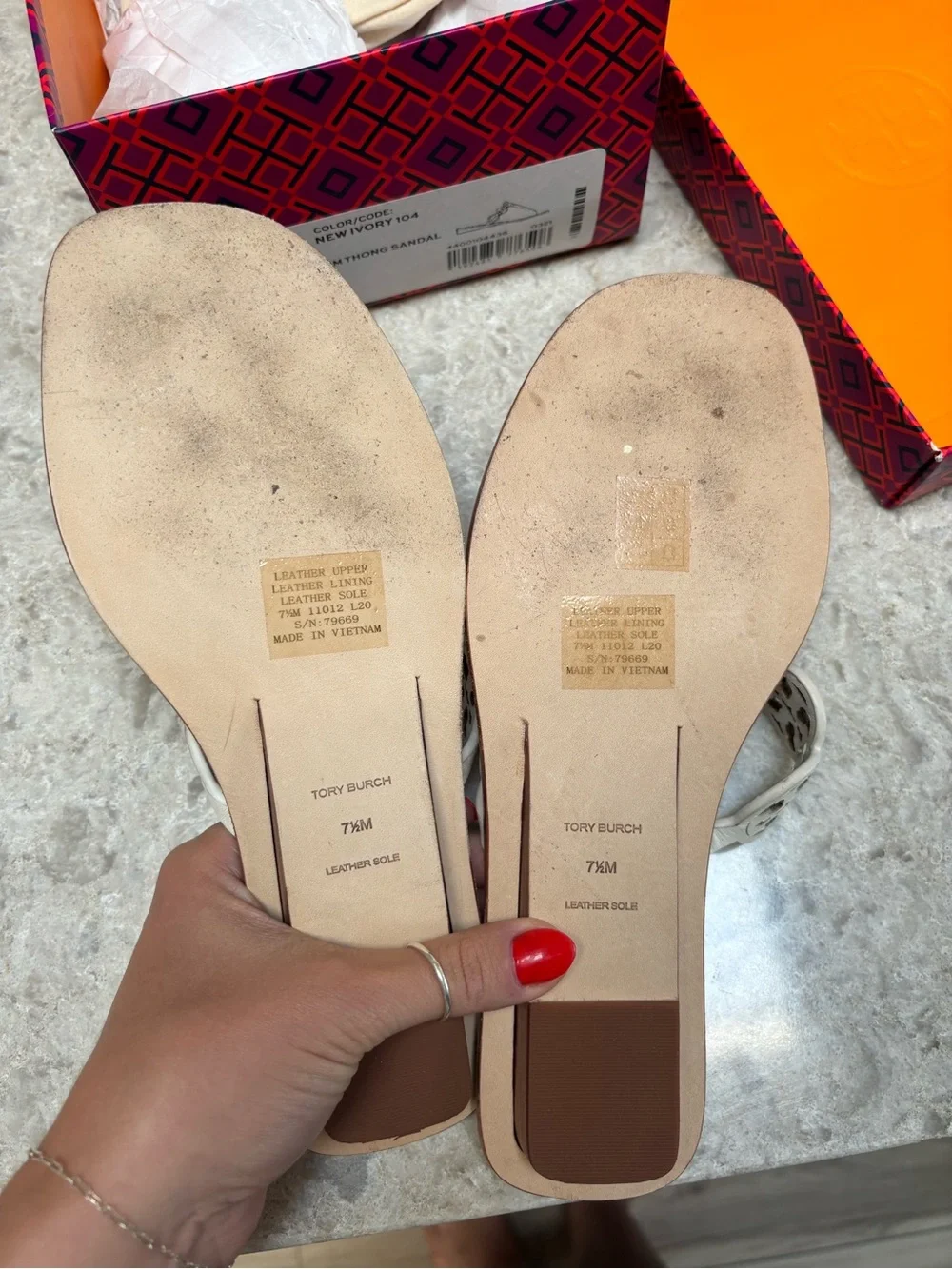 Tory Burch White Leather Miller Cutout Thong Sandals
